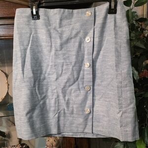 LOFT Blue Button-Front Pencil Skirt (8)